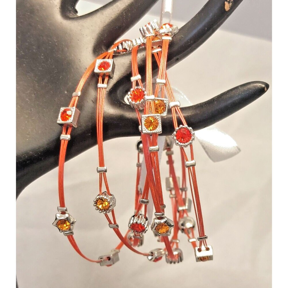 MX Signature Collection 6 thin Red Bracelets Metal wire with Rhinestones New